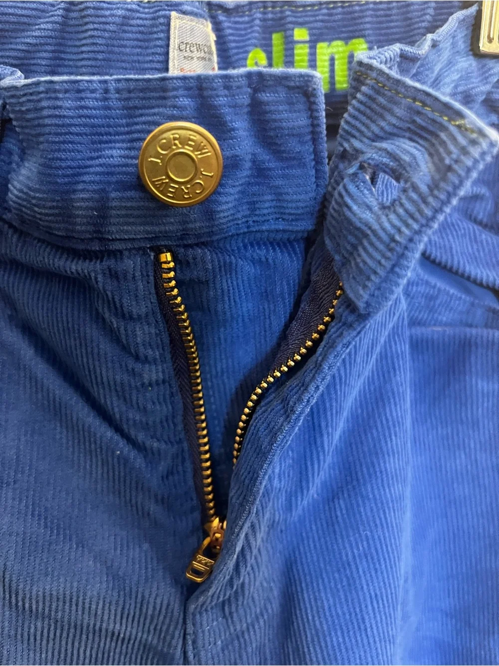 J. Crew boys royal blue corduroy pants with gold-tone hardware
